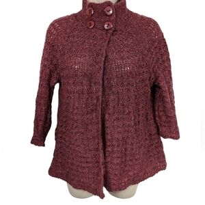 Mandarin Blue Mock Neck Cardigan Sz PL